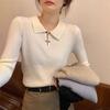 New Slim-fit Design Sense Inside Knitted Sweater Lo Collar Top Bottoming Shirt Women
