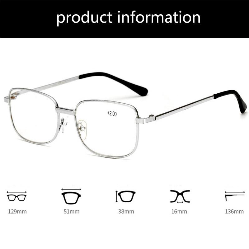 Fg Anti Blue Light Reading Glasses Metal Frame Square Frame Glasses For Men And Women +1.0 To +4.0