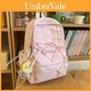 Nylon Waterproof Business Casual Backpack With Dot Print And Bow Decoration For Students And Commuters