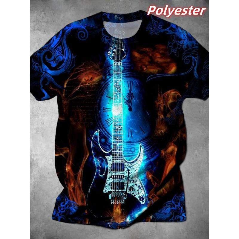 T-shirt Cool à Motif Dessin Animé Coloré Pour Hommes Horloge Magicien Impression 3D Manches Courtes T-shirts d'Été Street Style Amples T-shirts à Col Rond