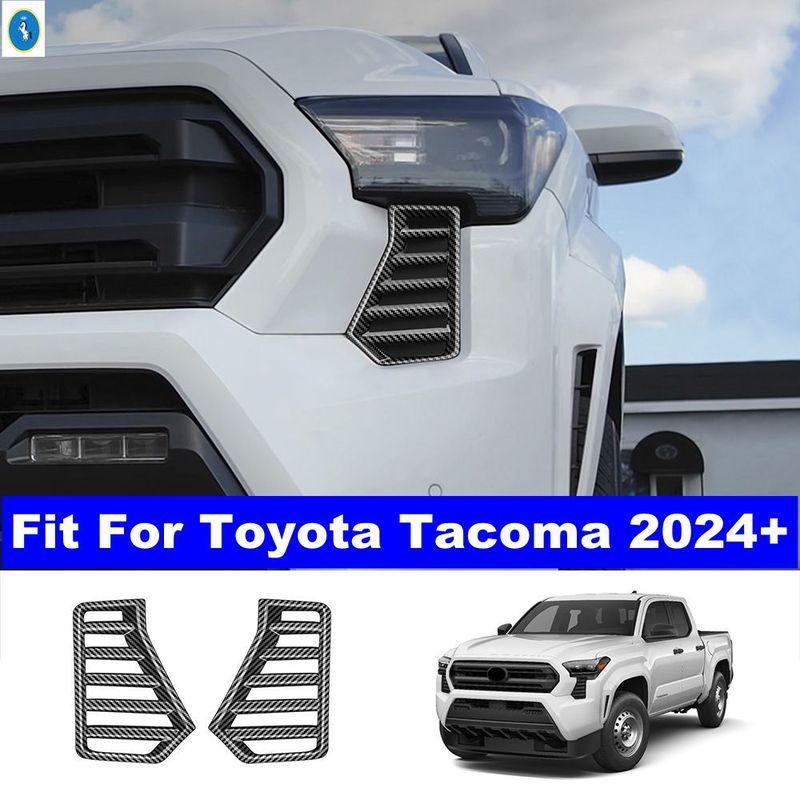 Black Auto Exterior Head Light Grille Air AC Outlet Vent Frame Decoration Cover Trim ABS Accessories For Toyota Tacoma 2024 2025