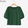 ZANZEA Women Summer Round Neck Casual Short Sleeve Cotton T-Shirt