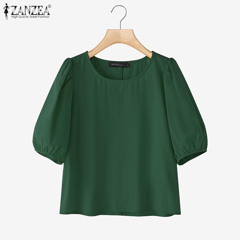 ZANZEA Women Summer Round Neck Casual Short Sleeve Cotton T-Shirt