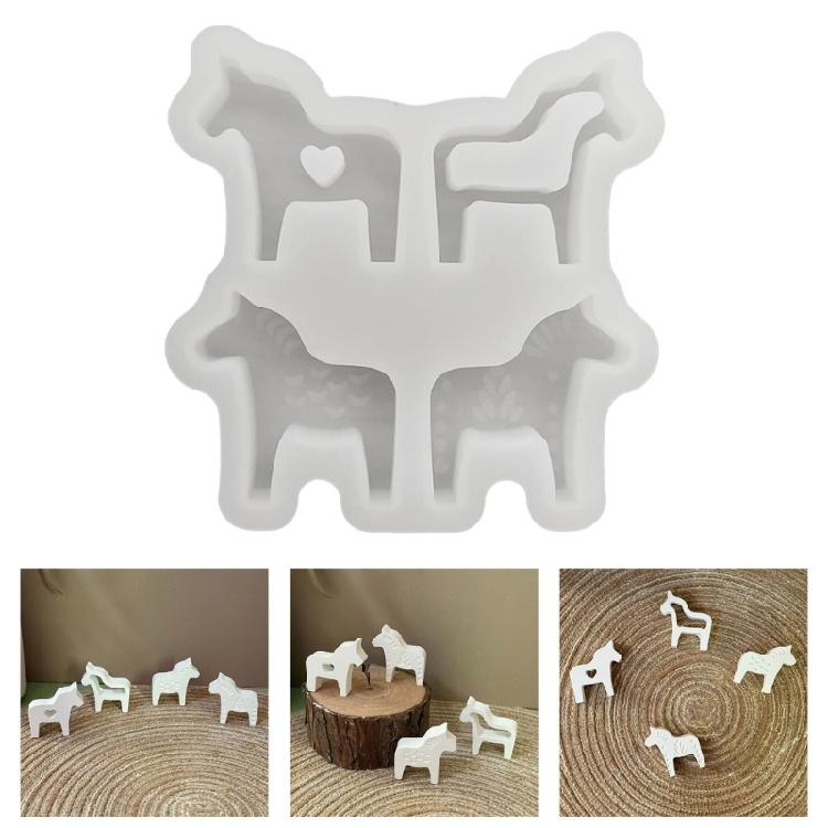Creative Multiple Pose Dalahorse Silicone Mould For Artisanal Producing Plasters Figurines And Home Decoration