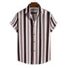 Summer new men's top striped D print men's cardigan lapel