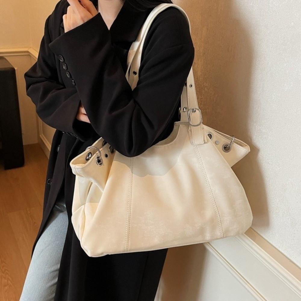 PU Leather PU Tote Bag Solid Color Underarm Packs Cute Large Capacity Handbag Outdoor