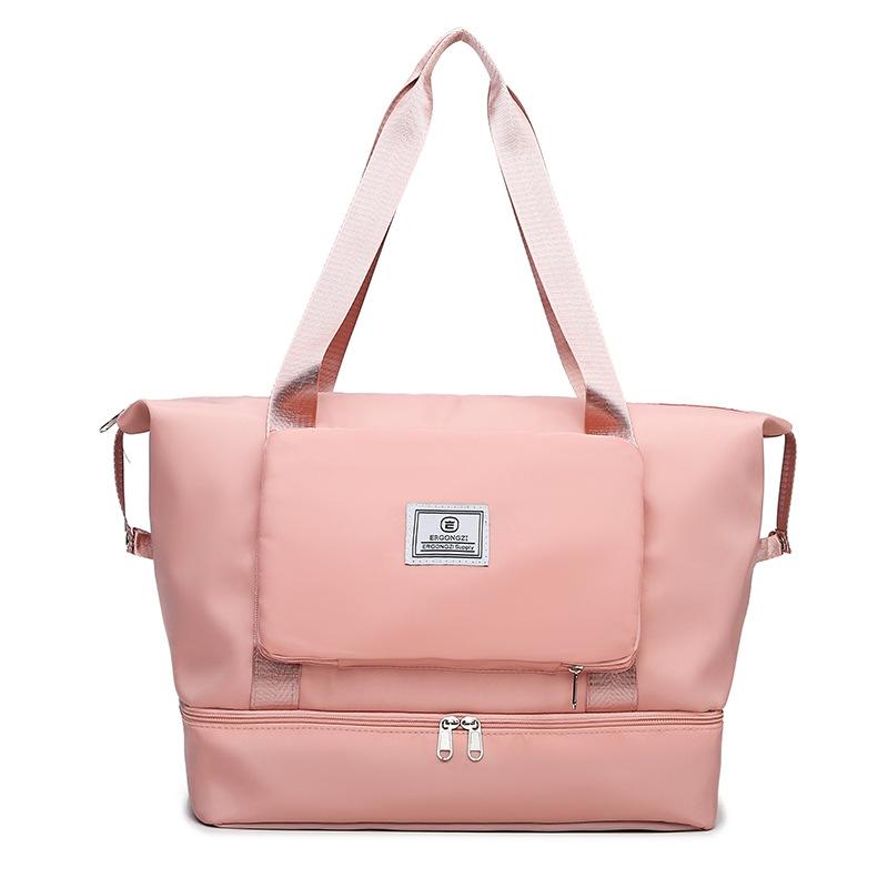 Large capacity short trip bag dry and wet separation fitness bag swimming bag hand luggage bag foldable portable