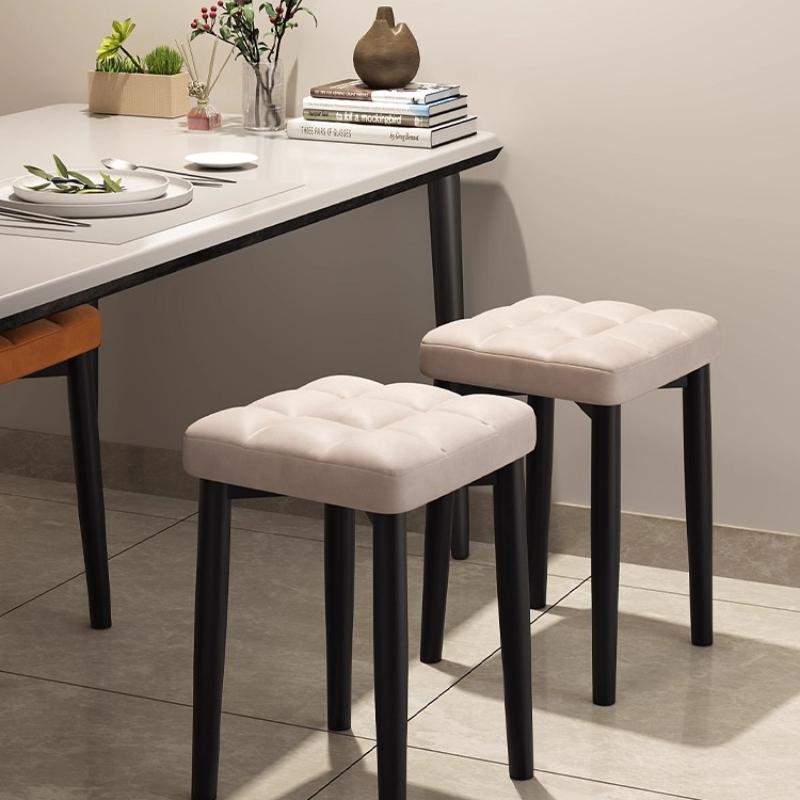 Nordic Home Luxury Upholstered Dining Chair Stackable Stool Simple Backrest Bedroom Makeup Chair for Dining Room