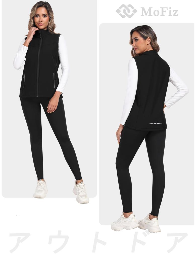 MoFiz Sleeveless Softshell Casual Jacket with Reflective Print and and Winter Women's Vest, Waterproof, Windproof, Breathable, Outdoor, Golf,
