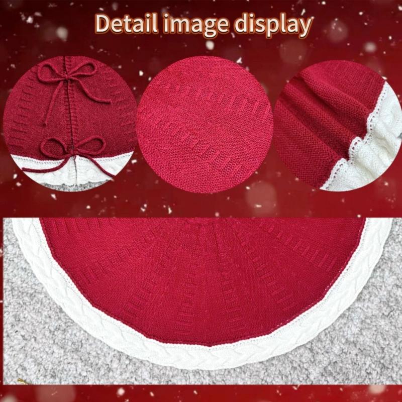 Holidays Knitted Tree Skirt Soft Fabric Round Christmas Tree Base Cover Decoration Handwoven Trees Carpet for Home