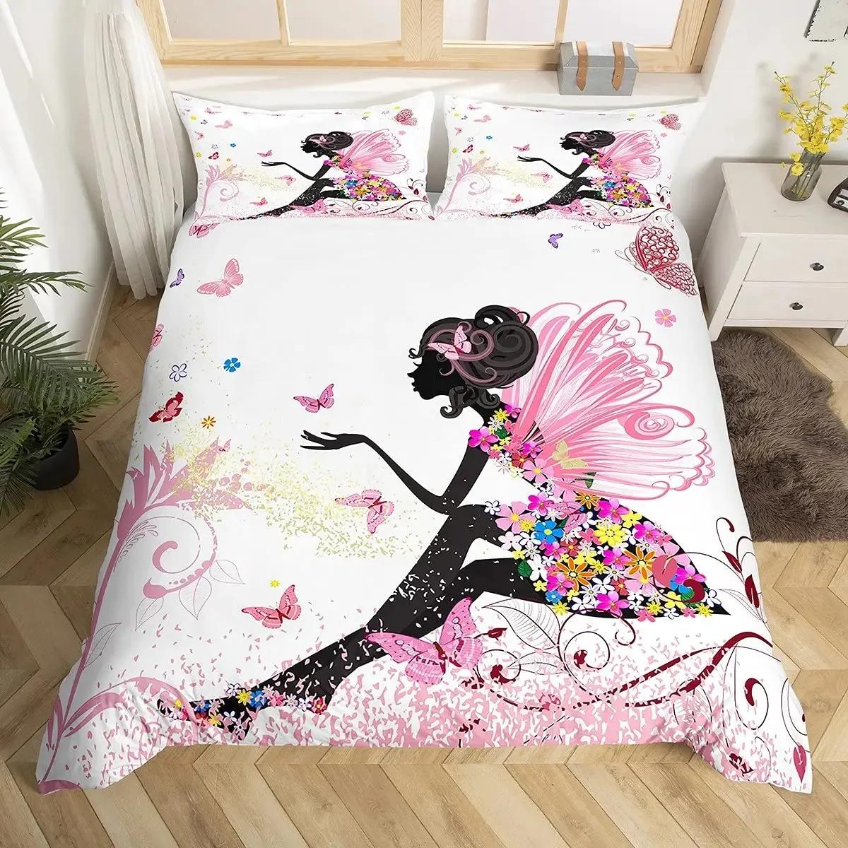 

Fantasy Duvet Cover Set Girls Dream Butterfly Theme Bedding Set Floral Comforter Cover Set For Girls,Flower Mushroom Quilt Cover 70x133cm