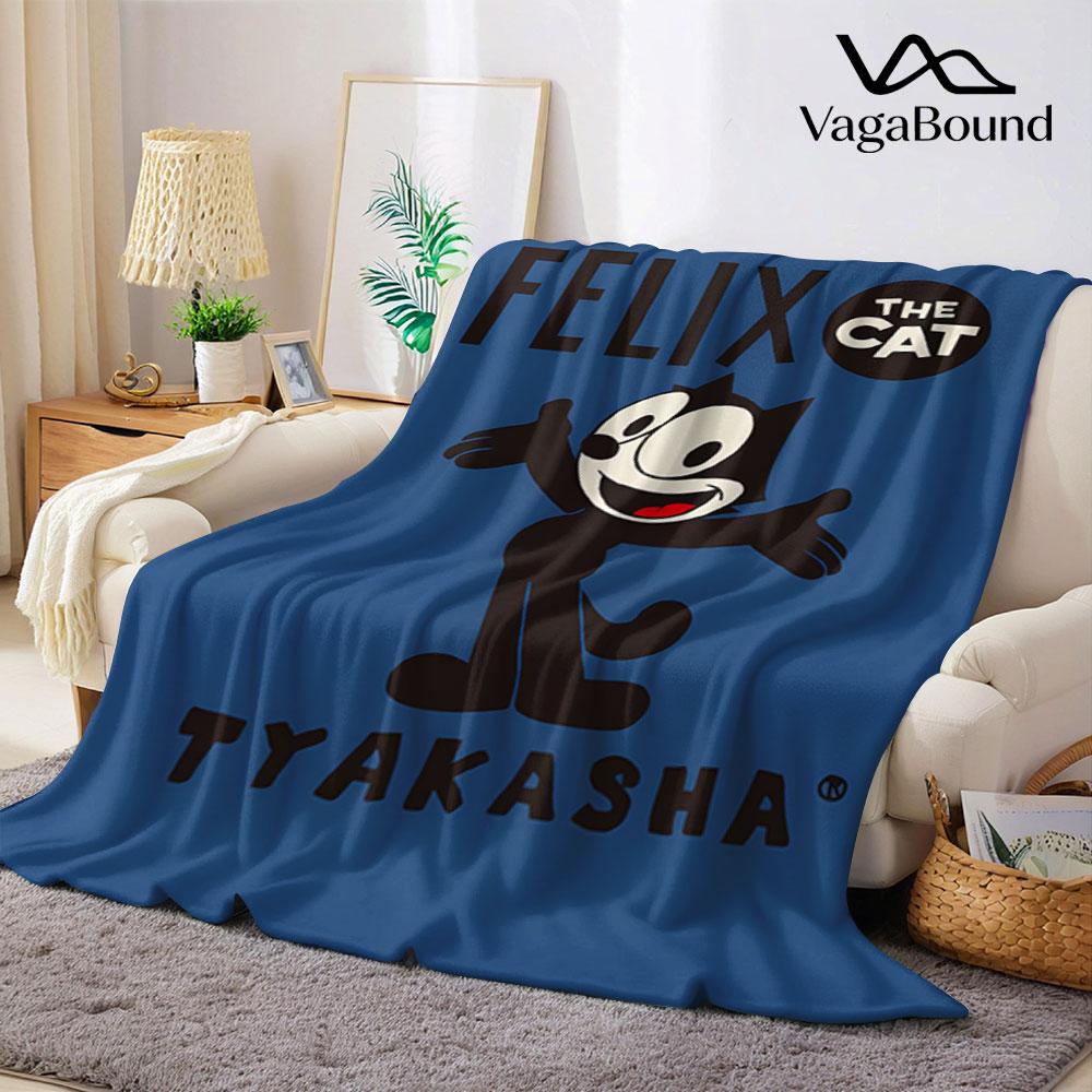 Vintage Felix The Cat Cartoon Flannel Blanket Warm Soft Halloween Christmas Couch Warm Cozy Decorative Decor Gift for All Season