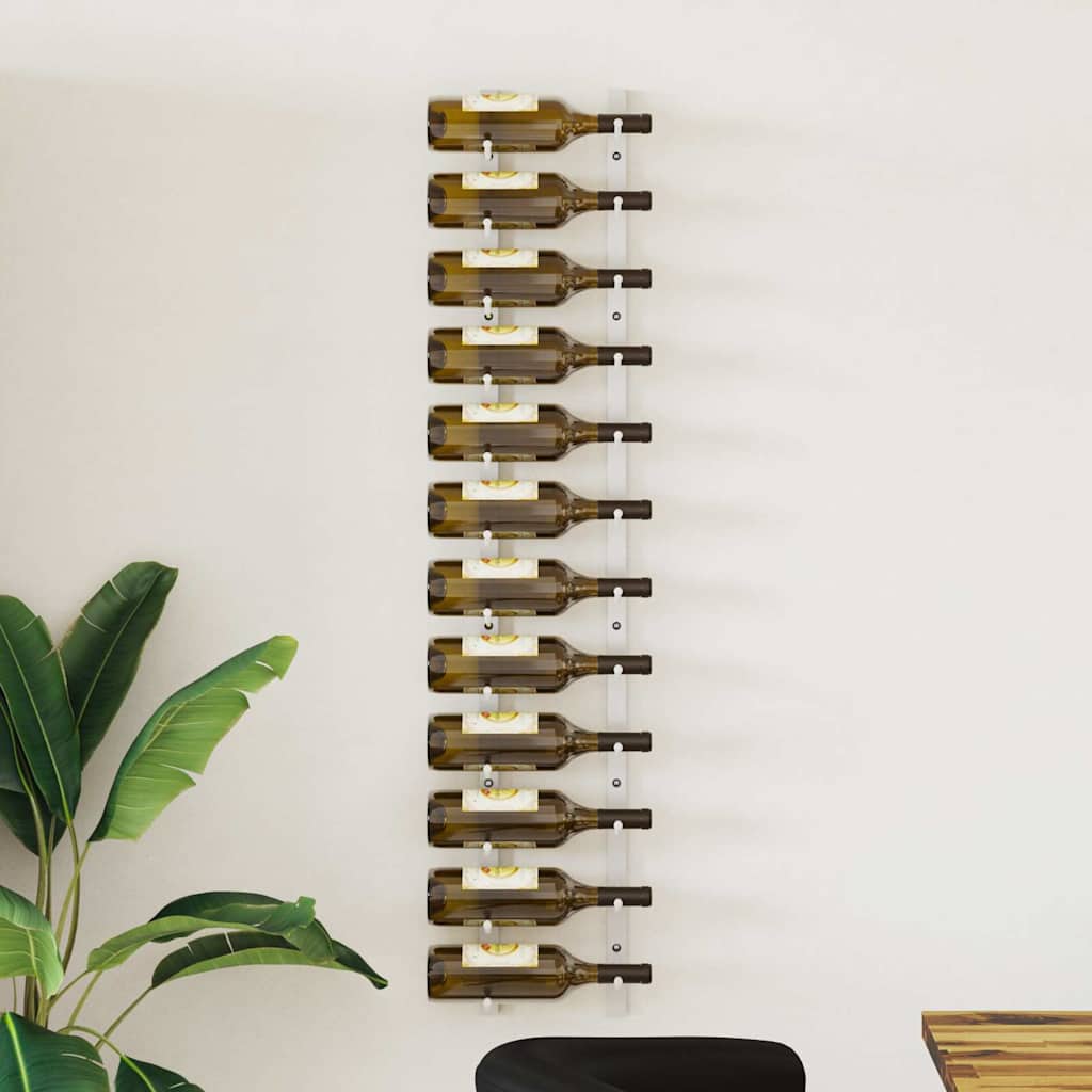 Wall Mounted Wine Rack for 12 Bottles White Iron