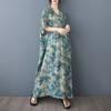 Dimanaf 2025 Summer Women Plus Size Dress Basic Casual Dress Loose Vintage Floral Printing Long Beach Dress