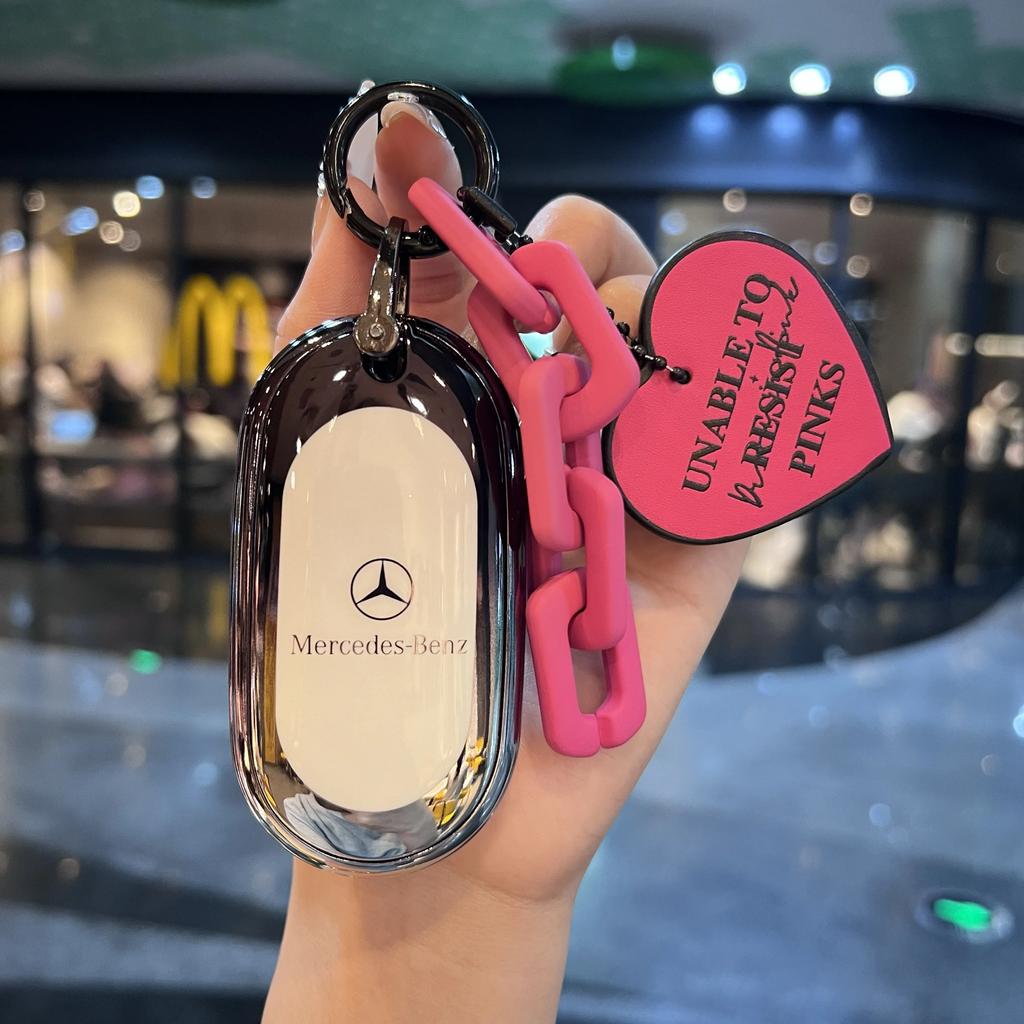 Car Key Cover For Mercedes Benz S C Class W223 W206 2022 S350 S400 S450 S500 C260 C300 Alloy Leather Car Remote Control Key Case