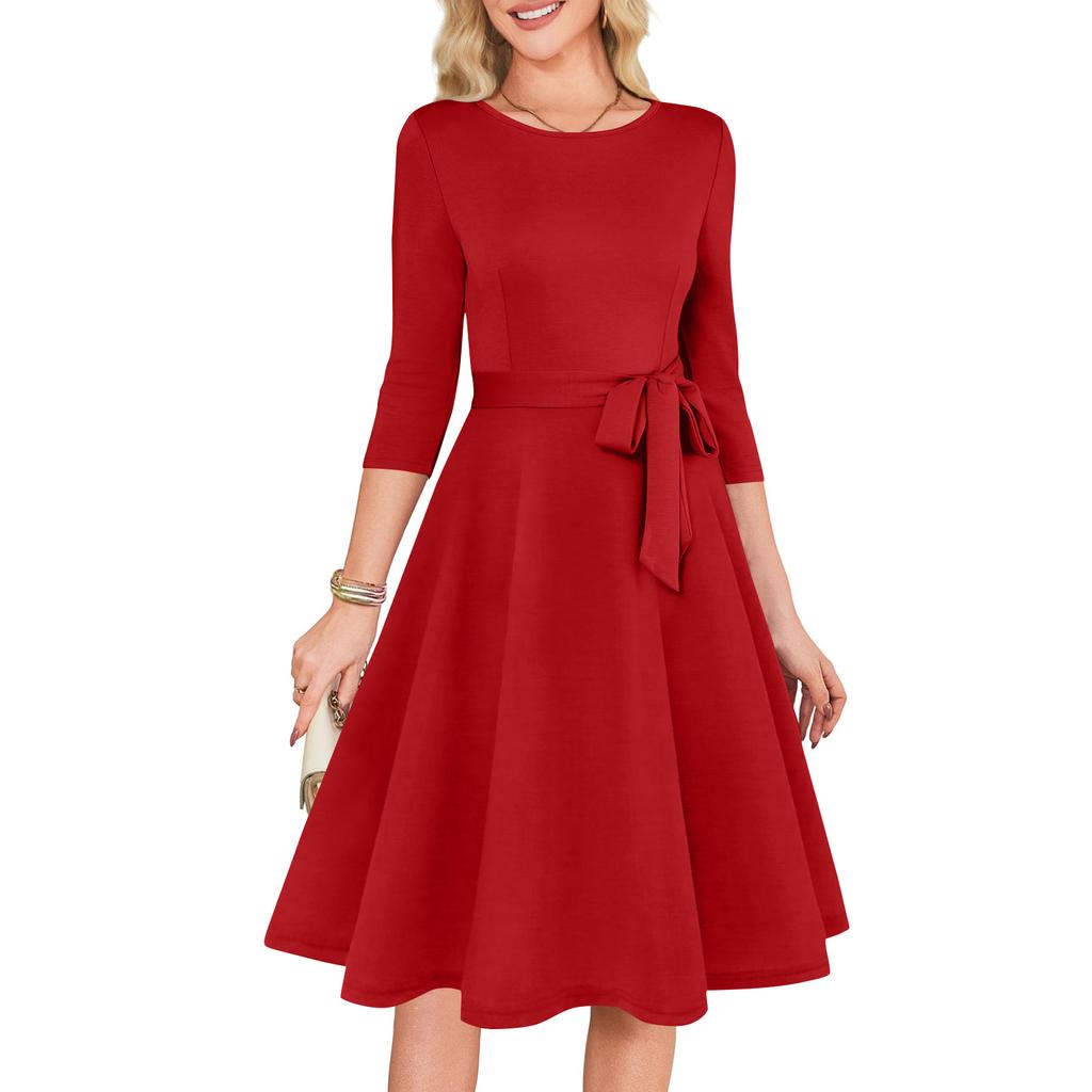 Women's Cocktail Dresses 3/4 Sleeve Vintage Wedding Guest Dress