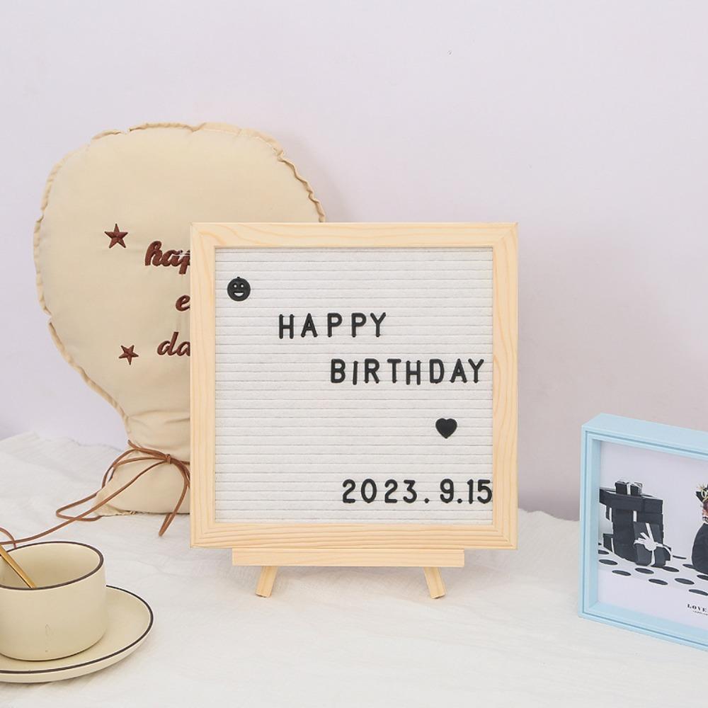 Multifunctional Wooden Letter Message Board Changeable Symbols Home Decorations Felt Letter Board 10x10 Inch Blackboard Home