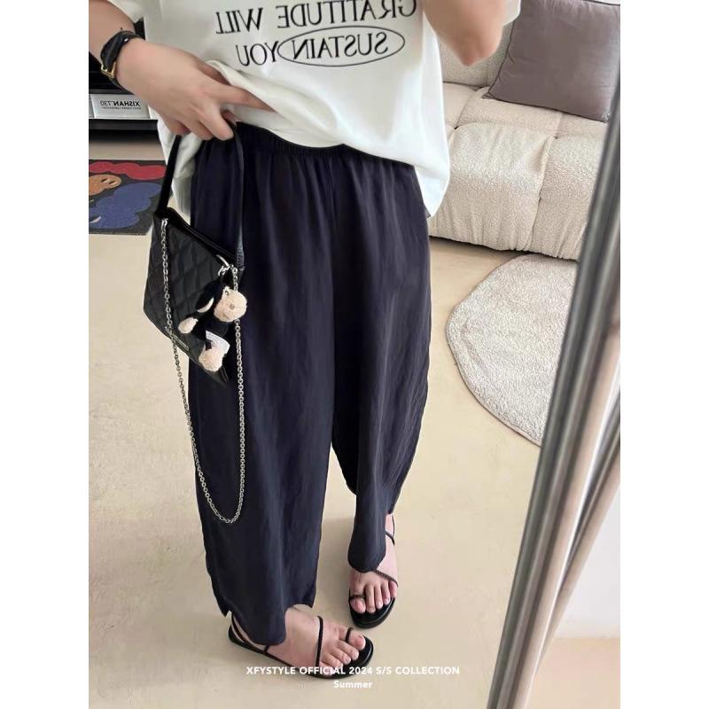 

Maternity Summer Cotton-Linen Nine-Point Pants: Drawstring Waist, Casual, Anti-Mosquito XL