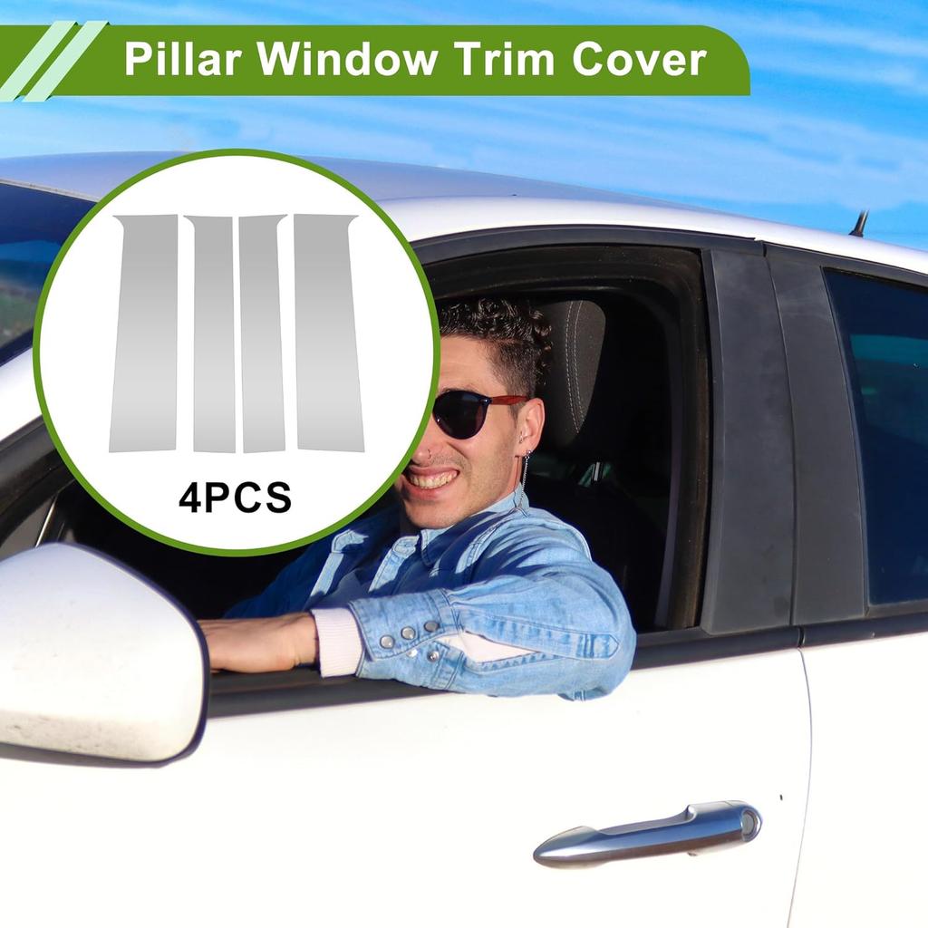 Door Pillar Window Trim for GMC Canyon 2015-2024 Silver Tone Front Left Right Anti Scratch Sticker Pillar Posts Door Outer Exterior Cover 4 Pcs