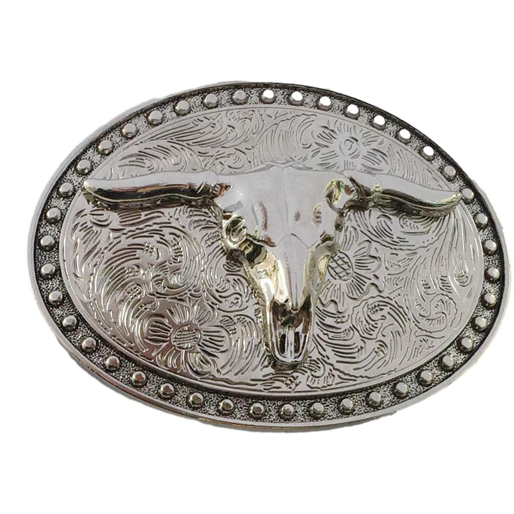 Western Bull Head Belt Buckle Texas Steer Head Cowboy Belt Buckle for Women Men Fits 1.5"-1.6" Wide Belt Multiple Style