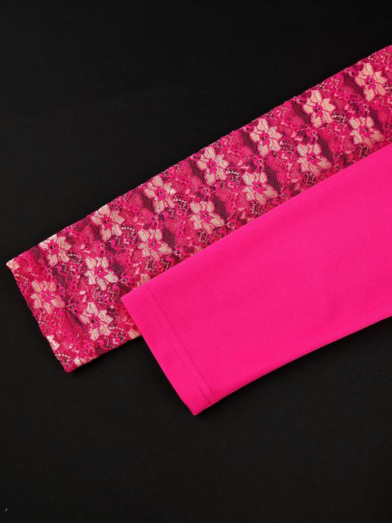 Robes Plissées Élégantes pour Femmes Église Col Mi-Haut Patchwork Dentelle Manches Longues Soirée Anniversaire Mariage Invitée Automne Nouveau