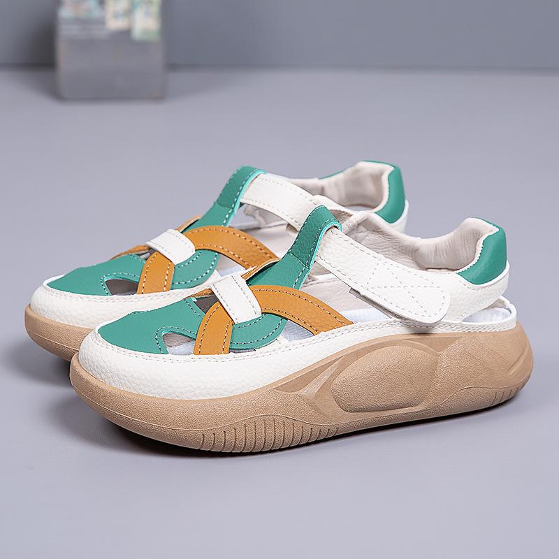 2025 Women's Thick-Soled Velcro Sandals – Breathable, Soft, Casual White Shoes