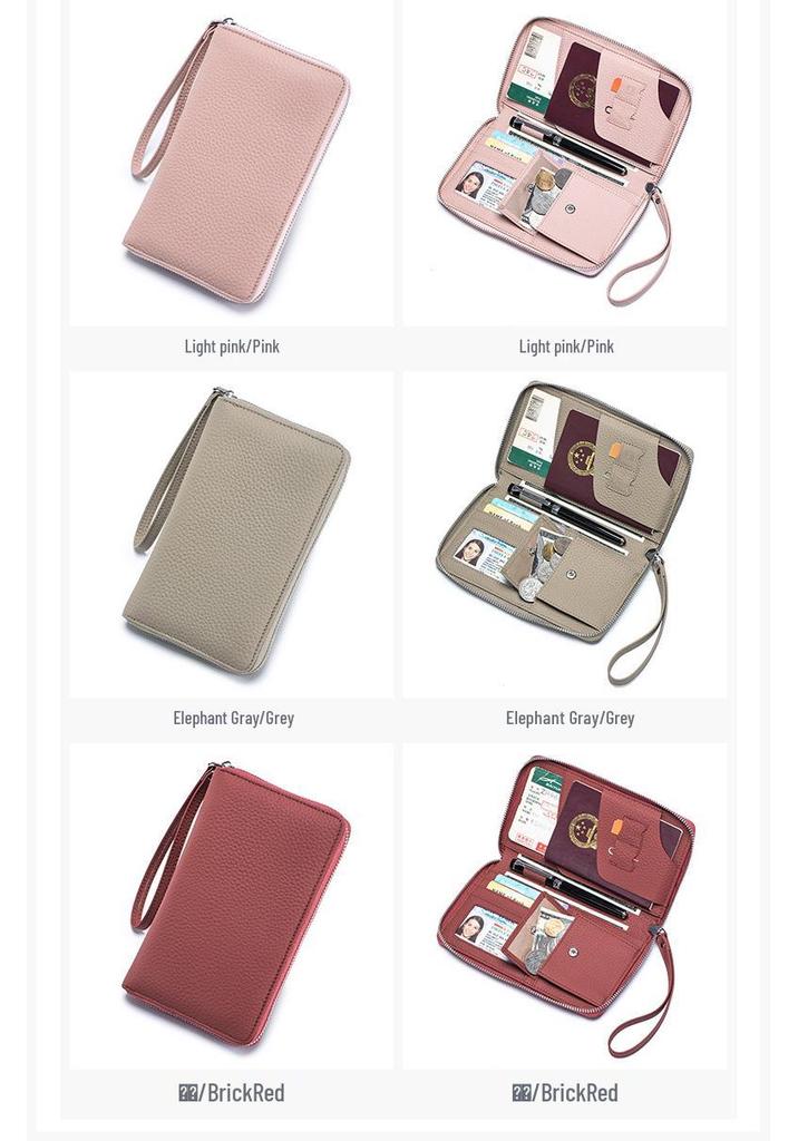 Women's Anti-Theft Multi-Functional Genuine Leather Passport Holder: Large Capacity for Tickets, Passports, and Documents.