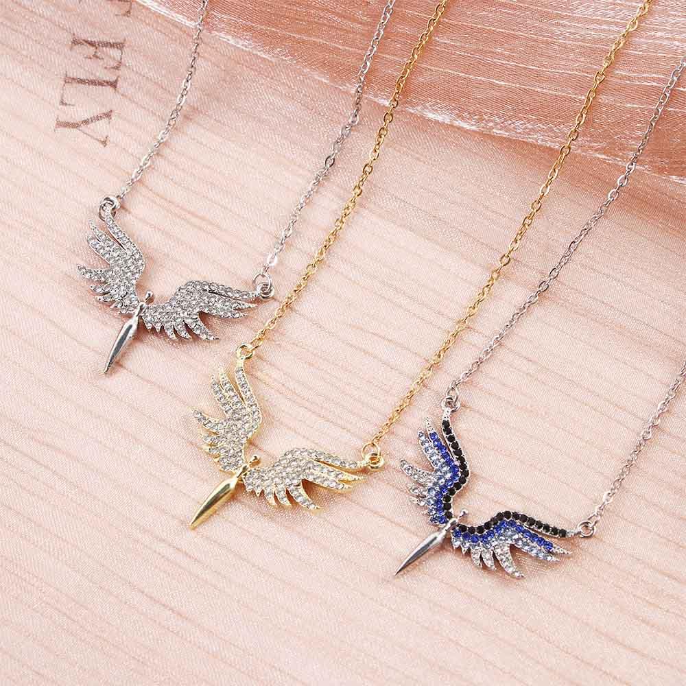 Wings Zinc Zinc Alloy Pendant Crystal Temperament Woman Necklaces Choker Clavicle Chain Korean Neck Jewelry