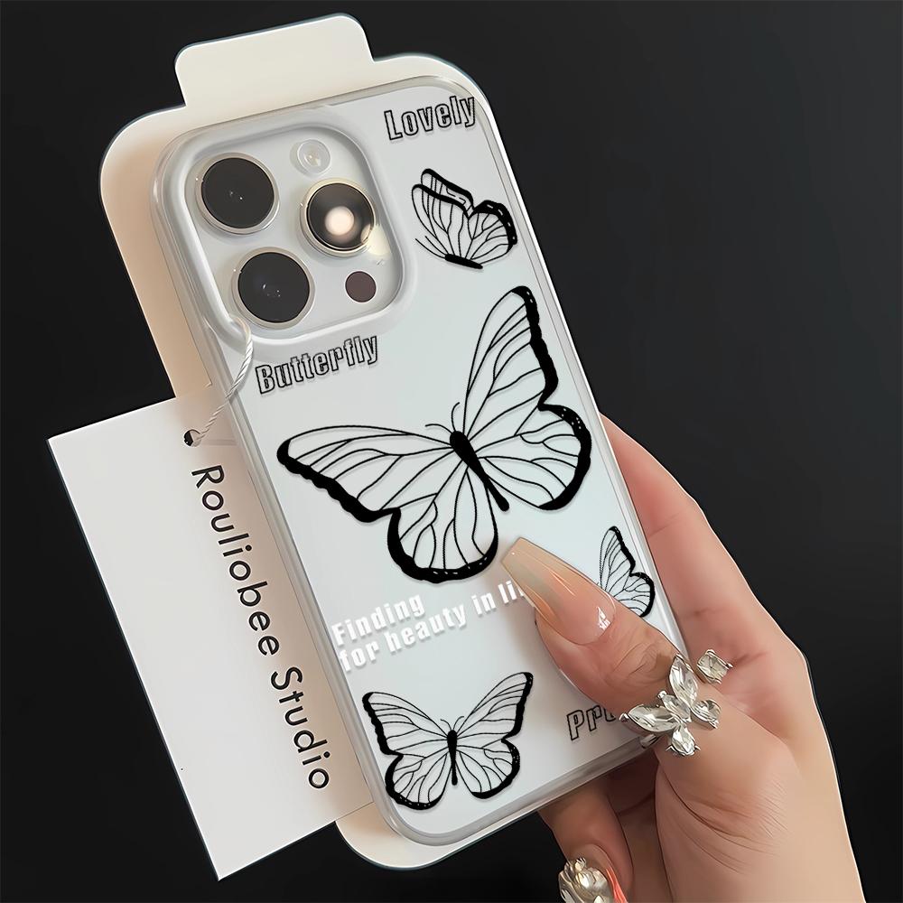 Black butterfly Clear Case for IPhone 16 15 14 13 12 11 Pro Max X XS Max XR 7 8 Plus Case Cover 16E