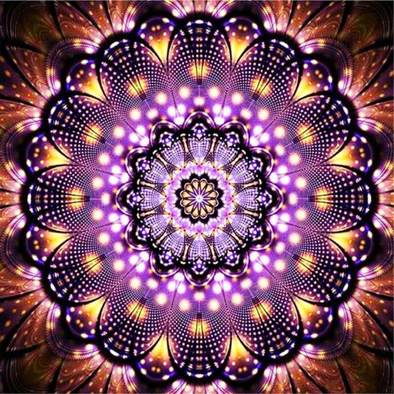 

Полный круглый пейзаж из смолы, алмазная живопись, цветок Мандала, сделай сам, алмазная вышивка, картина из страз, подарок ручной работы Full Round 20x20CM