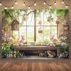 2D Happy Easter Backdrop Cloth 2D Print Floral Garden Bunny Living Room Wall Decor