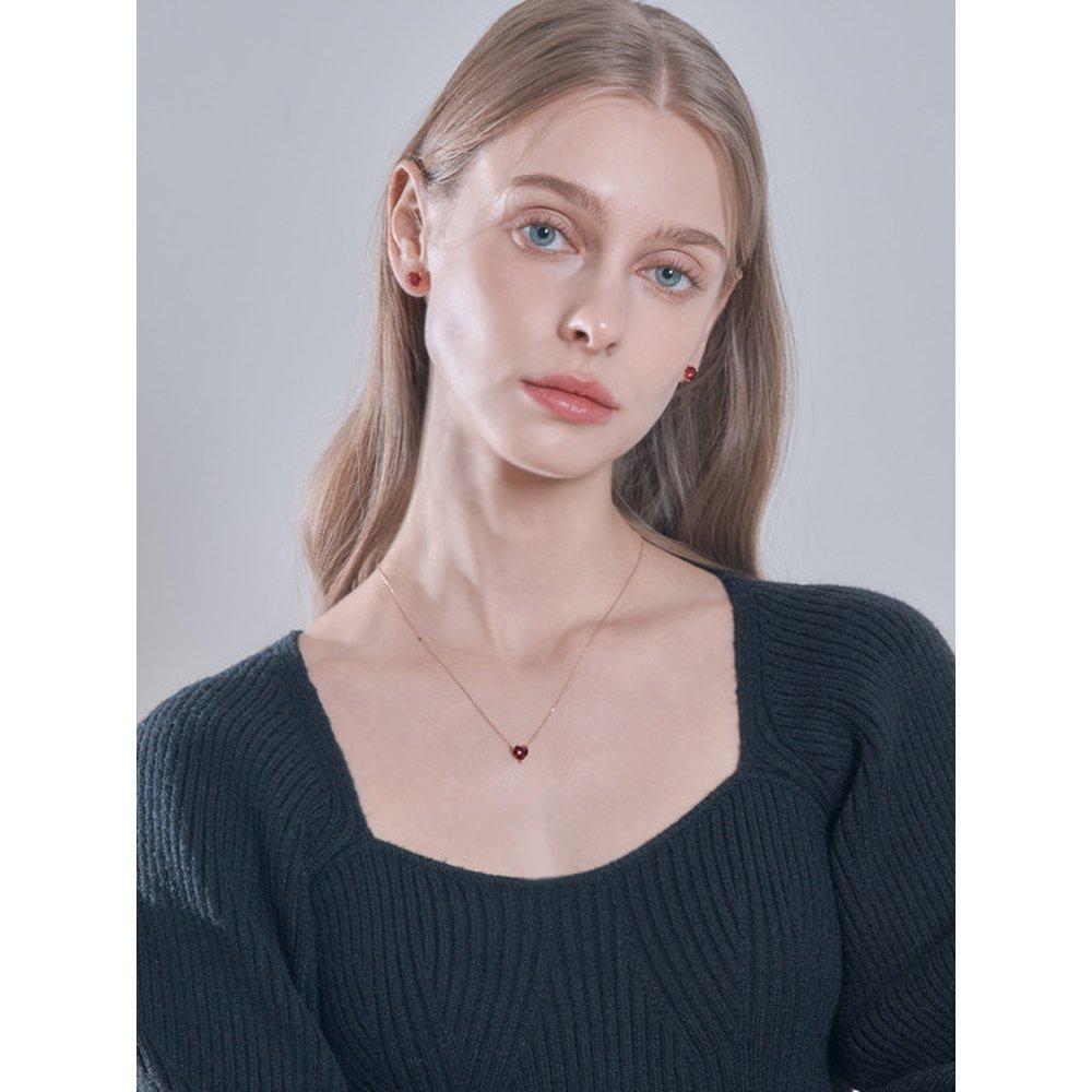 Colored Cubic Heart Necklace Elbrnn181