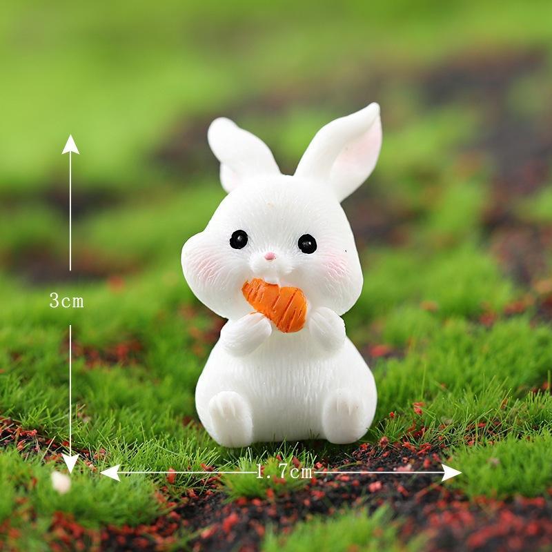 5Pcs Mini Rabbit Resin Figurine Cute Cartoon Animal Statue Tiny Landscape Ornament For Micro Garden Easter Decoration