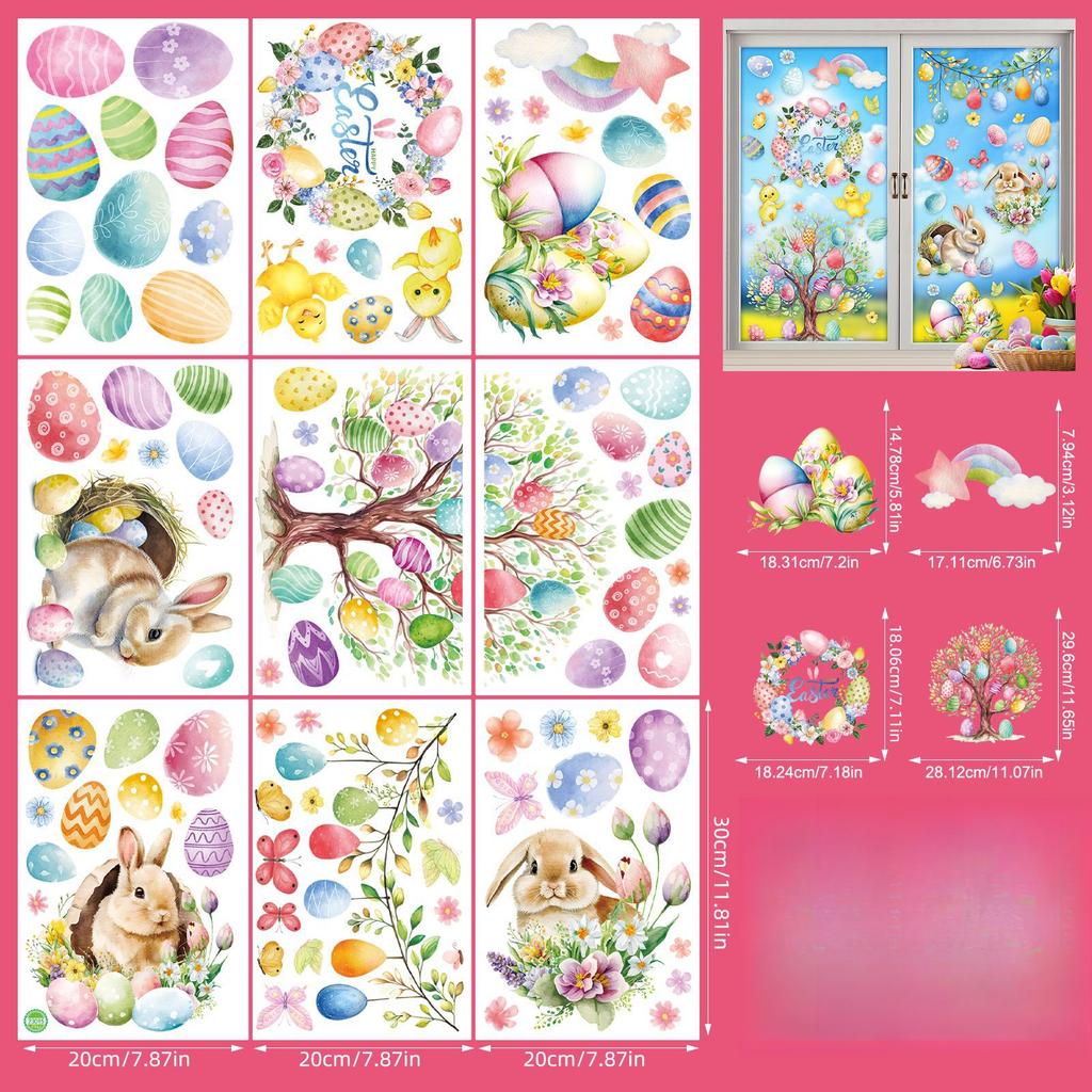 New Easter Bunny Easter Egg Electrostatic Insulation Window Sticker Window Glass Door Decoration