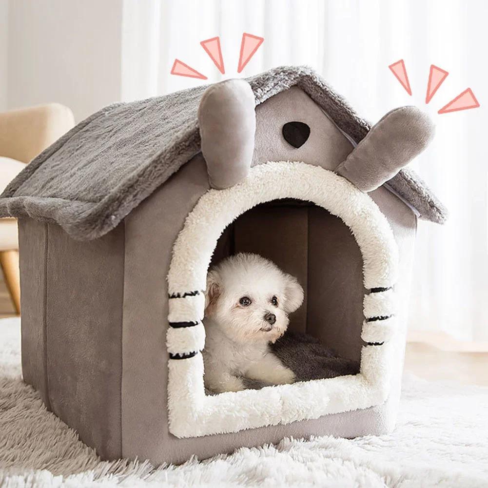 Cute Cusion Kennels PP Cotton Fluffy Dogs Room Half-Closed Puppy Sleeping Nest Foldable Home Puppy Pet Products
