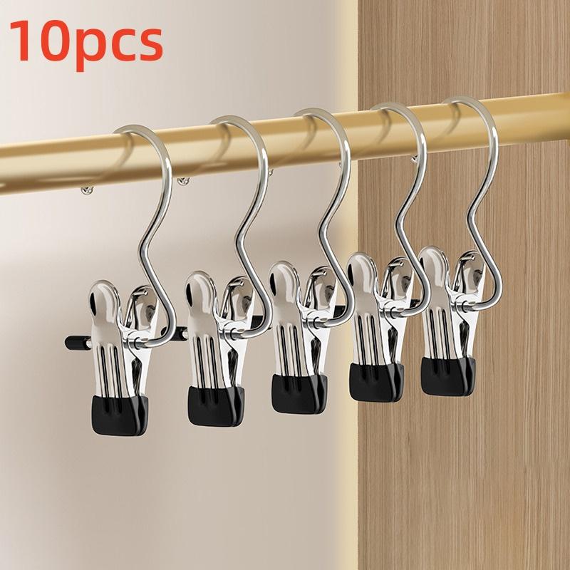5/10pcs Stainless Steel Clothespins Laundry Clothes Peg With Hook Portable Hanging Clothes Clip Wardrobes Organizer Hanger