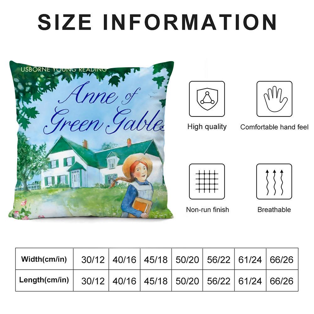 A-Anne of Green Gables Pillow Case Living Room Sofa Decorative Cushion Cover Simple Household Light Luxury Printed Pillow