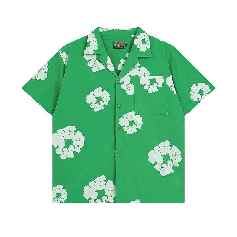 Hawaiian Lily Tropical Floral Print Men's Button-Down Short Sleeve Shirt
