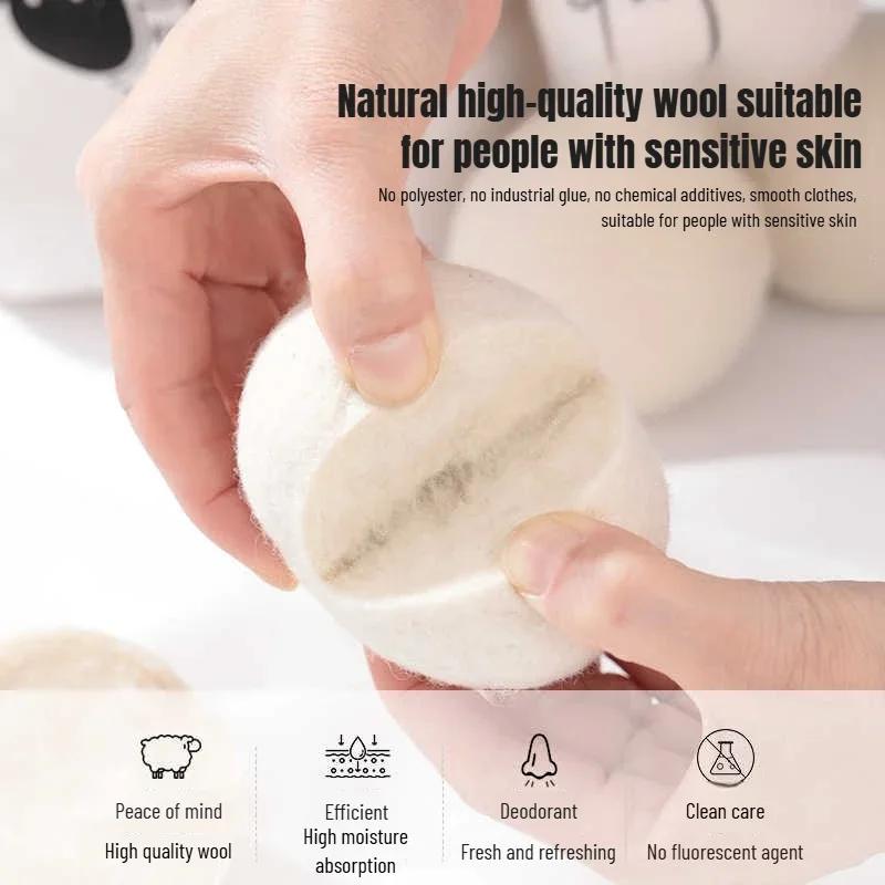 Reusable Anti-Wrinkle Dryer Balls Set, Special Non-Tangle Laundry Balls for Effective Wrinkle Prevention, Wool Dryer Discs for