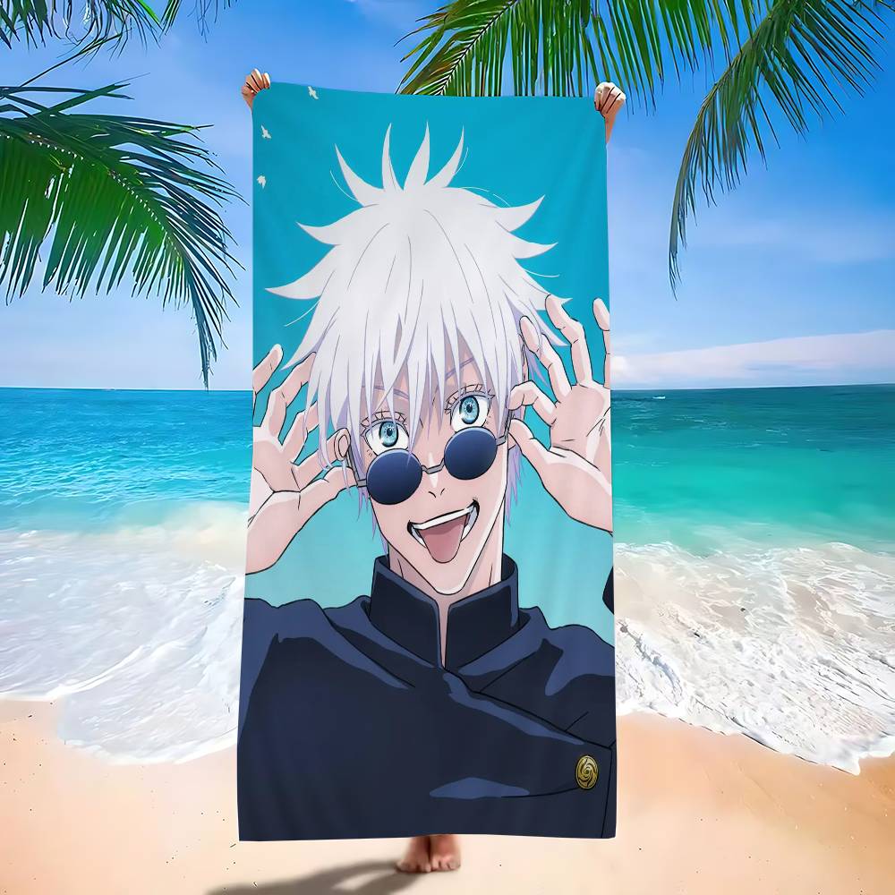 Toalla de Playa de Microfibra Impresa Anime Jujutsu Kaisen Satoru Gojo Escalada de Montaña Playa Natación Correr Absorbente Suave