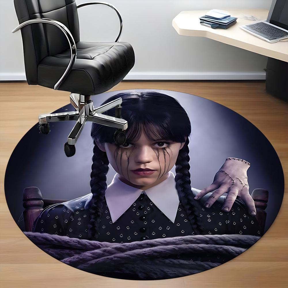1PC Wednesday Office Round Rug, Non-slip, Soft and Durable Office Rug for Interior Decoration, Perfect for Office, Beautiful Decoration