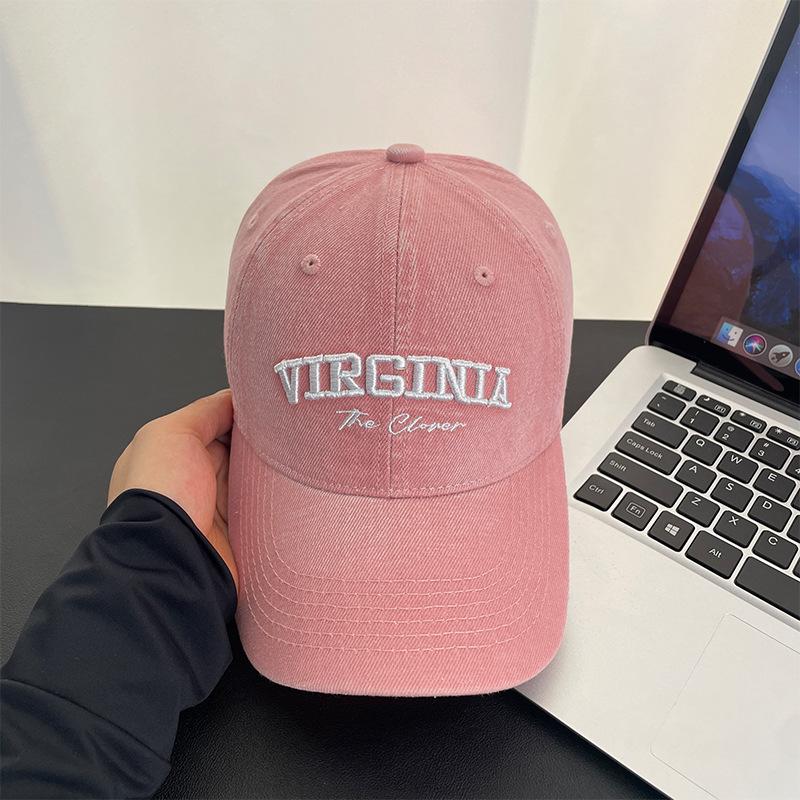 

Vintage letter embroidered baseball cap children spring and summer wide brim versatile washed denim cap men Soft top (54-59cm)