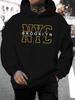 Unisex New Fashion Personalized Design New York Letter Print Casual Sweatshirt Fashion Drawstring Hooded Autumn And Winter Top Comfortable Versatile L