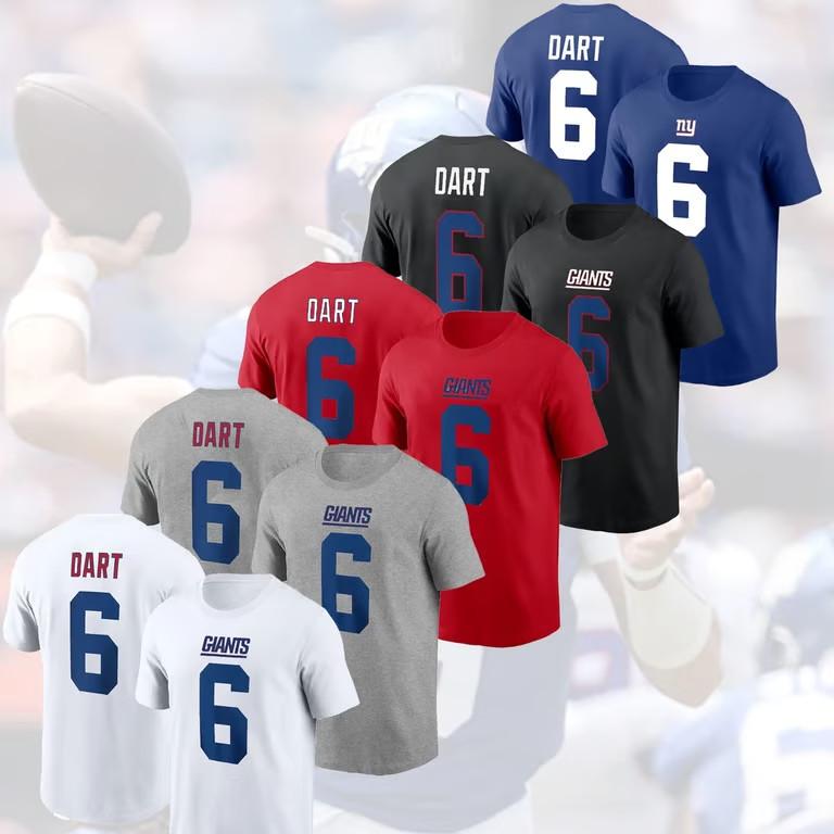 

HOT NEW J. Dart #6 NY G. 2025 Player Name & Number Fan Gift Unisex T-Shirt XXL