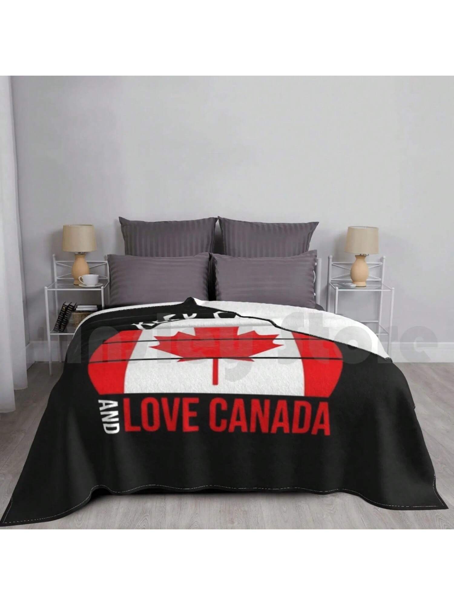 Сохраняй спокойствие и люби Канаду Плед Супер Мягкий Теплый Легкий Тонкий Счастливый День Канады Счастливый День Канады 2021 Я Люблю Канаду Счастливый 75X95CM серый