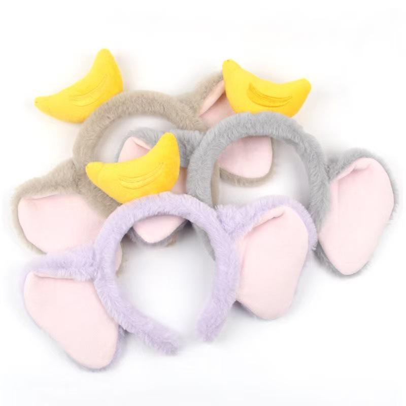 Cute Dumbo Elephant Plush Headband for Makeup & Face Washing - Adorable Cartoon Ears Hair Accessory