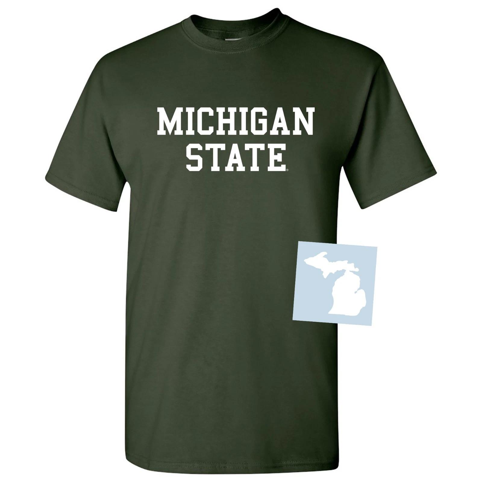 NCAA Michigan State Spartans Basic Block T Shirt & Michigan Vinyl Decal Bundle S