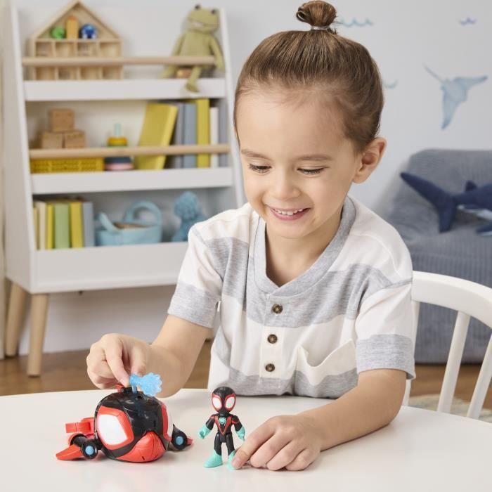 Spidey Miles Morales Dauphin filant Water-Webs, Figurine et véhicule, Marvel Spidey et ses Amis Extraordinaires, Dès 4 ans