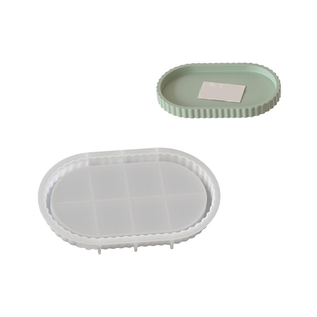 Molde Bandeja de Armazenamento de Bijuterias e Bugigangas Prático Molde de Silicone Listrado Oval Para Artesanato Cinzeiro e Prato Personalizados