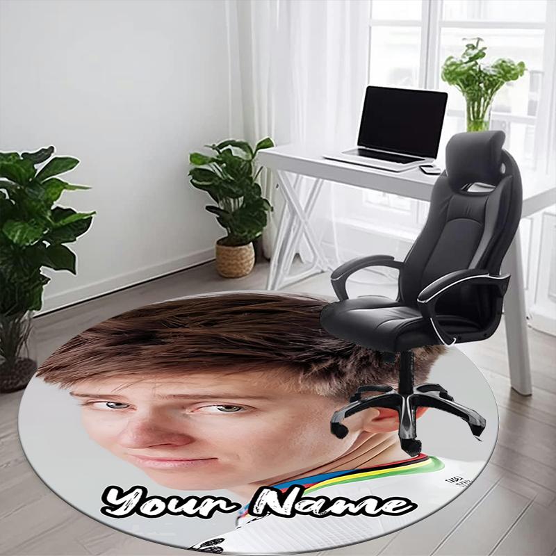 Custom Name Tadej Pogacar Printed Round Rug Carpet Chair Rug Area Rug Entryway Doormats,for Office Chair Living Room Bedroom Kitchen Room.